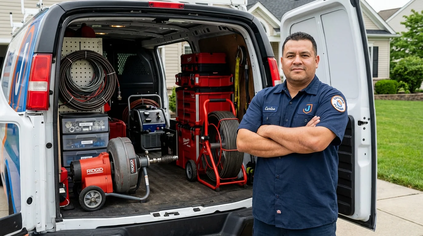 Professional drain cleaning equipment and Johns Plumbing LLC plumber in Ivanhoe