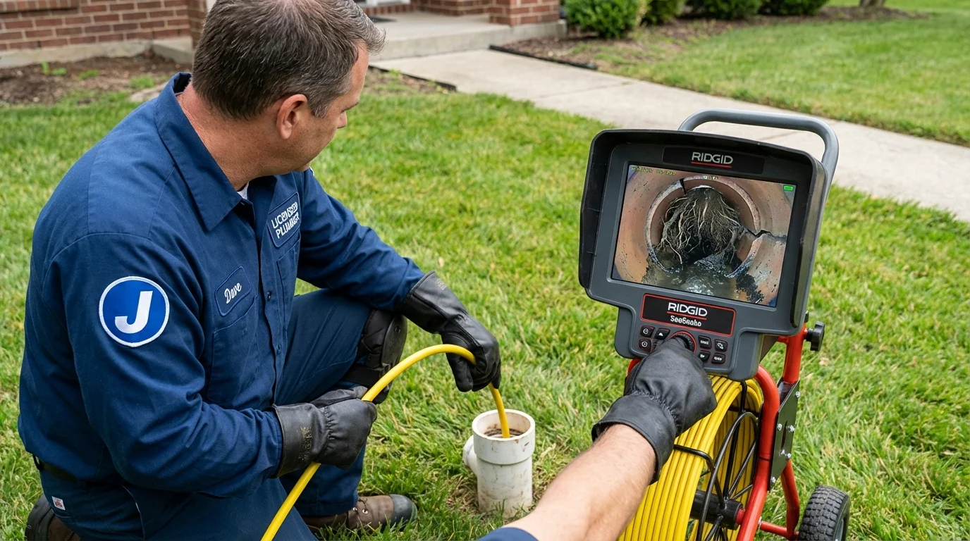 Sewer camera inspection being performed by Johns Plumbing LLC in Ivanhoe